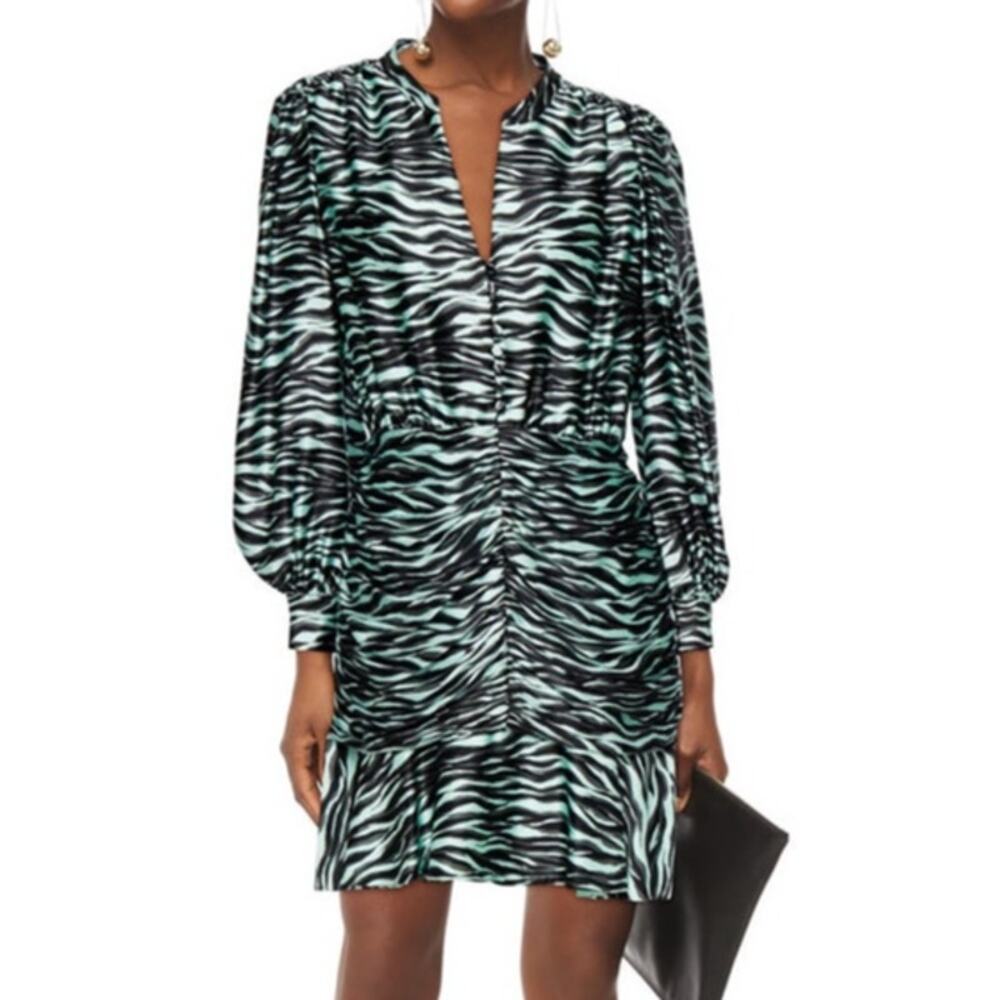 Jonathan Simkhai Silk Mini Dress Zebra-Print Stretch Satin SZ 0 NWT Quiet Luxury